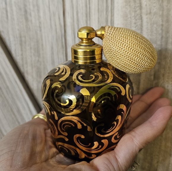 Irice Vintage  Czechoslovakian Glass Atomizer 1940 Perfume Bottle, Hand Painted  - Picture 1 of 13